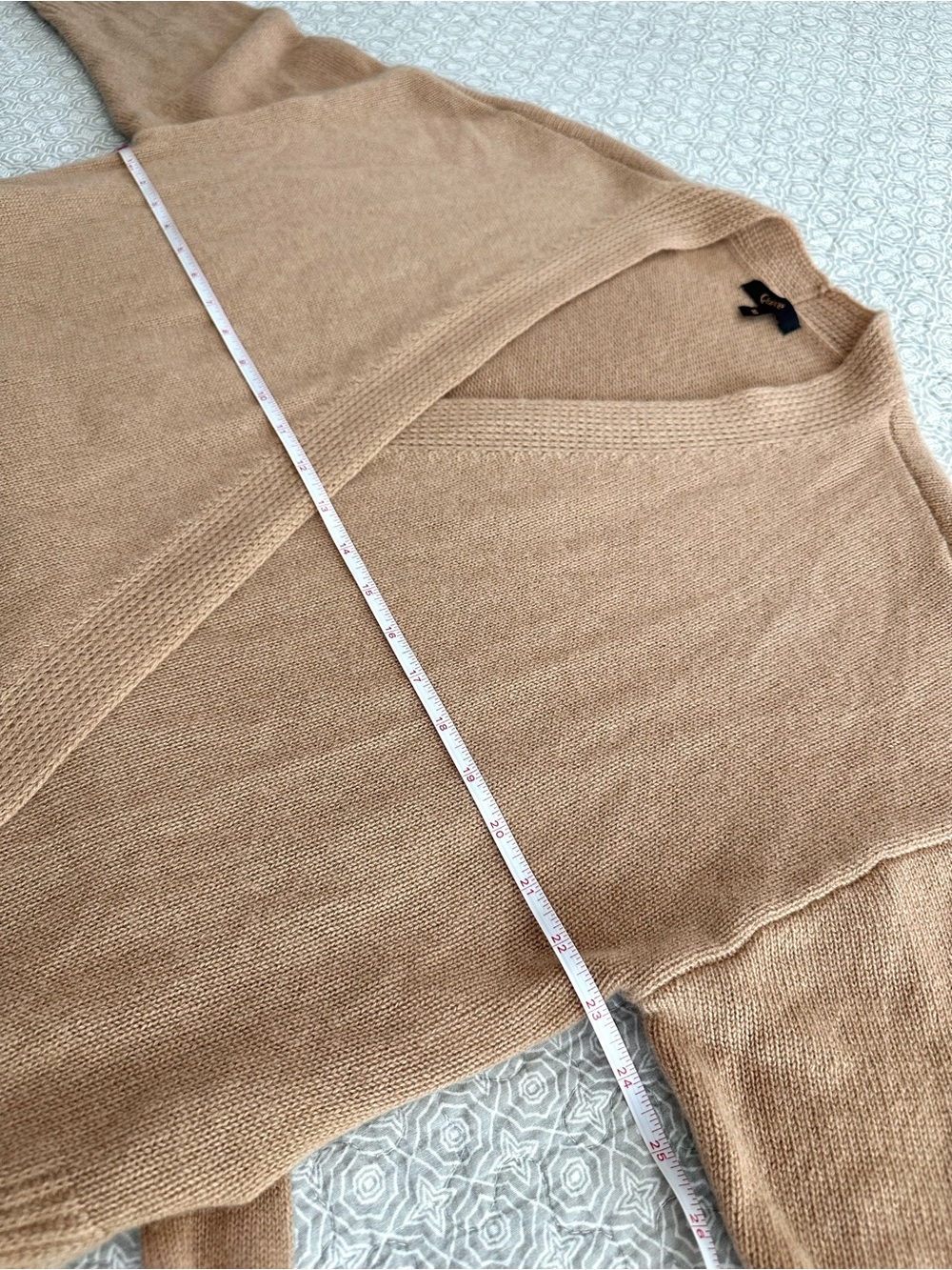 Quince Mongolian Cashmere Belted Wrap Sweater Camel Tan Size M - Picture 9 of 12